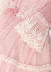 Vestido Tul Puntitos Bordado Rosa